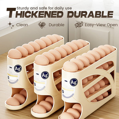 🥚🧊Gravity-Roll Egg Organizer – Space-Saving 30-Egg Fridge Storage Rack