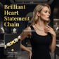 💍Mother's Day Early Bird Special💎Sparkling Heart Statement Chain Necklace – Rhinestone, Gold/Silver, Adjustable Length – Perfect Gift 💖