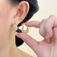 💍Mother's Day Early Bird Special✨ Faux Pearl Basket Hoop Earrings – Gold Tone, Unique Weave, Classic Elegance 🪀