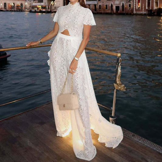 🏖️New arrival 40% OFF!😍Elegant Lace Hollow-out Skirt & Pants 2-Piece Suit