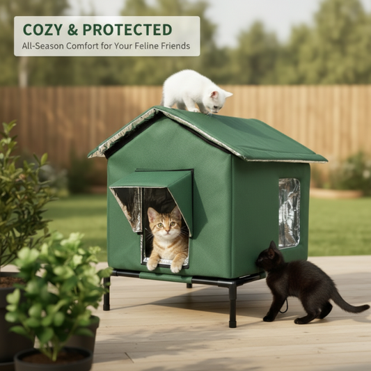 🏠40% OFF!🐈 All-Weather Elevated Outdoor Cat House – Waterproof, Insulated, Foldable 🌧️