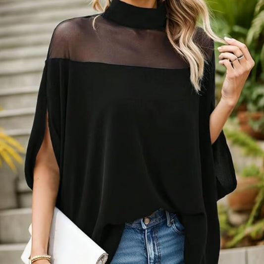 🥳SUMMER HOT SALE💞40% OFF! 🔥Women's Casual High-neck Batwing Blouse