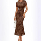 👗40% OFF! ✨ Women's Floral Mesh Mermaid Dress – Ruched Waist, Romantic, 7 Colors 🌸