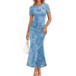 👗40% OFF! ✨ Women's Floral Mesh Mermaid Dress – Ruched Waist, Romantic, 7 Colors 🌸