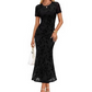 👗40% OFF! ✨ Women's Floral Mesh Mermaid Dress – Ruched Waist, Romantic, 7 Colors 🌸