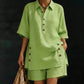 🌸 New arrival 40% OFF!🤍Women's Summer Relaxed Fit Top and Shorts Set
