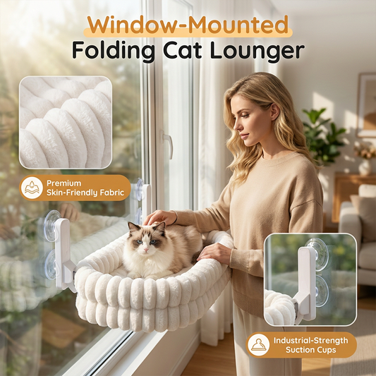 🐱🪟Foldable Suction Cat Window Hammock |Folds Flat Against the Window When Not in Use☁️