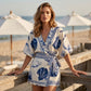 📢📢40% OFF !! ⏰Women's Tropical Print V-Neck Wrap Romper