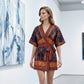 📢📢40% OFF !! ⏰Women's Tropical Print V-Neck Wrap Romper