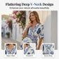 📢📢40% OFF !! ⏰Women's Tropical Print V-Neck Wrap Romper