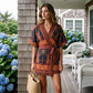 📢📢40% OFF !! ⏰Women's Tropical Print V-Neck Wrap Romper