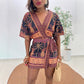 📢📢40% OFF !! ⏰Women's Tropical Print V-Neck Wrap Romper