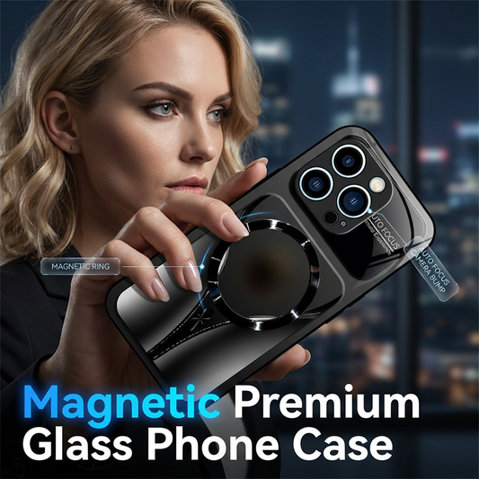 📱40% OFF NOW!🧲 Magnetic Tempered Glass Phone Case – Shockproof & MagSafe Compatible – Premium Protective Cover ✨