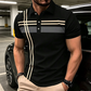 👕Men's Striped Short Sleeve Collared Top🌿