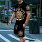 👕40% OFF NOW!👑 Men's Gold Crest Print T-Shirt & Shorts Set – Stylish, breathable & perfect for casual summer days or sporty looks 🩳