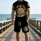 👕40% OFF NOW!👑 Men's Gold Crest Print T-Shirt & Shorts Set – Stylish, breathable & perfect for casual summer days or sporty looks 🩳