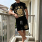 👕40% OFF NOW!👑 Men's Gold Crest Print T-Shirt & Shorts Set – Stylish, breathable & perfect for casual summer days or sporty looks 🩳