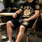 👕40% OFF NOW!👑 Men's Gold Crest Print T-Shirt & Shorts Set – Stylish, breathable & perfect for casual summer days or sporty looks 🩳