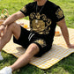 👕40% OFF NOW!👑 Men's Gold Crest Print T-Shirt & Shorts Set – Stylish, breathable & perfect for casual summer days or sporty looks 🩳