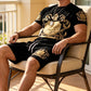 👕40% OFF NOW!👑 Men's Gold Crest Print T-Shirt & Shorts Set – Stylish, breathable & perfect for casual summer days or sporty looks 🩳