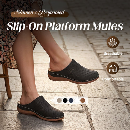🥿New arrival 40% OFF!🎉 Women's Perforated Slip-On Platform Mules