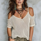 👕40% OFF! ✨ Women's Cold-Shoulder Knit Top – Open-Knit, Bohemian, Summer