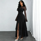 👗40% OFF NOW!✨ Women's Sheer Bell Sleeve Maxi Dress – High-Waist & Dramatic Slit – Elegant Party & Wedding Guest Gown 🌹