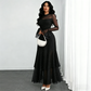 👗40% OFF NOW!✨ Women's Sheer Bell Sleeve Maxi Dress – High-Waist & Dramatic Slit – Elegant Party & Wedding Guest Gown 🌹