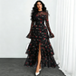👗40% OFF NOW!✨ Women's Sheer Bell Sleeve Maxi Dress – High-Waist & Dramatic Slit – Elegant Party & Wedding Guest Gown 🌹