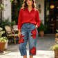 👖40% OFF!🤍Women's Floral Wide-Leg Jeans – Unique Appliqué, Soft, 6 Colors 🌸