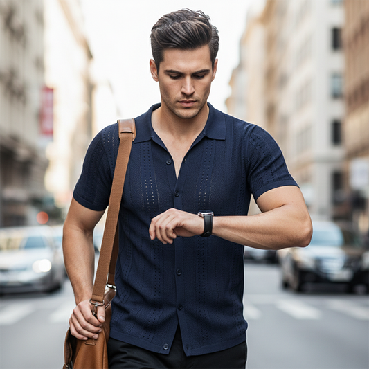 👔New arrival 40% OFF!😎Men's Short Sleeve Knit Button Down Shirt