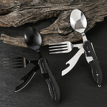 🍴 LIMITED-TIME 50% OFF! ✨ 4-in-1 Folding Tableware Set – Compact, Stainless Steel, Multi-Tool ⛰️