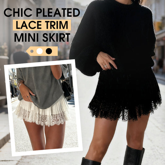 🌸40% OFF NOW!🌸Chic Pleated Lace Trim Mini Skirt