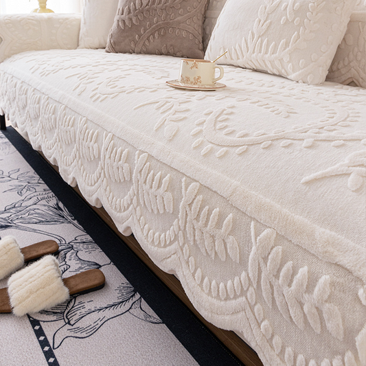 🛋️🐰Faux Rabbit Fur Non-Slip Sofa Cover with Plush Embossed Texture