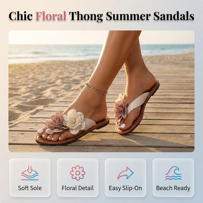 👡New Arrival 40% OFF🌺Women’s Flower Flat Sandals Casual Beach Thong Flip Flops