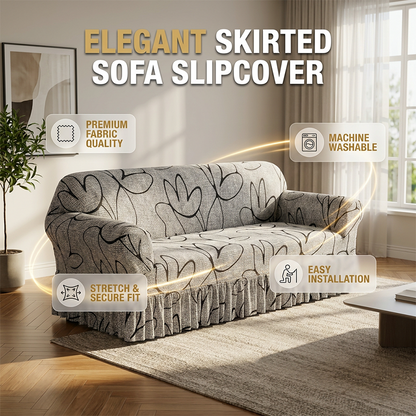 🛋️🎀High-Stretch Ruffled Sofa Slipcover – Full Coverage Couch Protector
