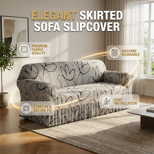 🛋️🎀High-Stretch Ruffled Sofa Slipcover – Full Coverage Couch Protector