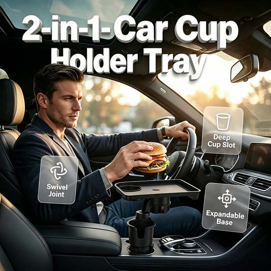 🚗🥤 2-in-1 Adjustable Car Cup Holder Expander with Tray