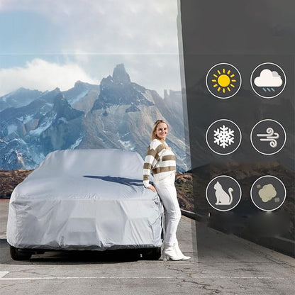 🚗🌧️All-Season Silver-Coated Car Cover for Hatchbacks and Two-Box Cars | Reduces Interior Heat and Protects Paint for Year-Round Outdoor Parking🌞