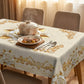 🌹Waterproof Gold Rose Tablecloth – Embossed Effect, Stain-Resistant, Elegant ✨