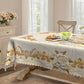 🌹Waterproof Gold Rose Tablecloth – Embossed Effect, Stain-Resistant, Elegant ✨