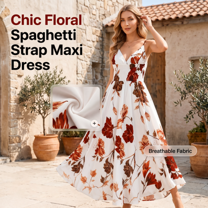 👗🌸Women's Printed Spaghetti Strap Maxi Dress