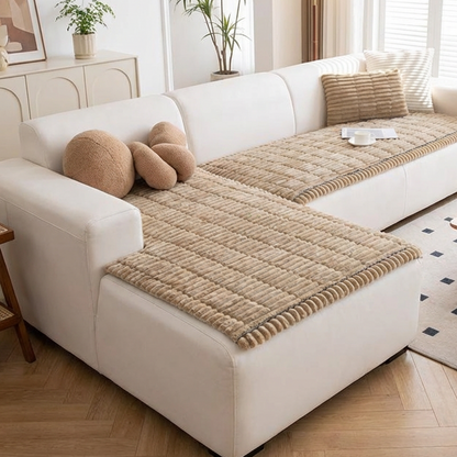 Quilted Corduroy Non-Slip Sofa Protector Mat