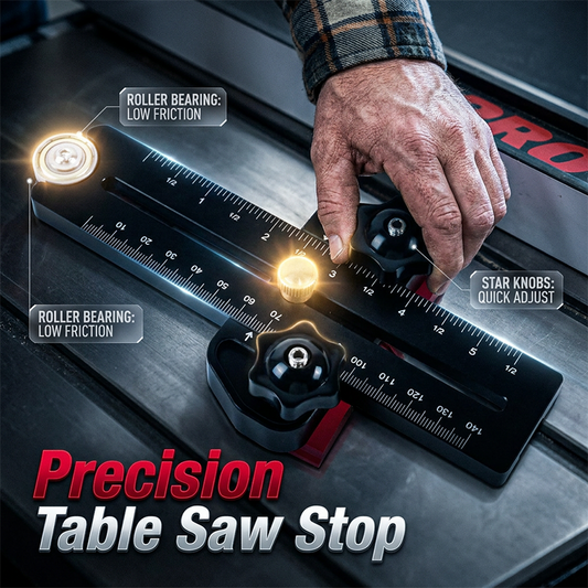 🪵📏Precision Table Saw Stop with Dual Scale & Roller Guide