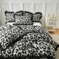 🛌Leopard Print Ruffle Duvet Cover Set – 3-Piece Bedding Set