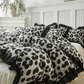 🛌Leopard Print Ruffle Duvet Cover Set – 3-Piece Bedding Set