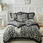 🛌Leopard Print Ruffle Duvet Cover Set – 3-Piece Bedding Set