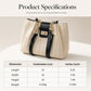 👜🌾Women’s Woven Straw Shoulder Bag with Faux Leather Trim