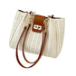 👜🌾Women’s Woven Straw Shoulder Bag with Faux Leather Trim