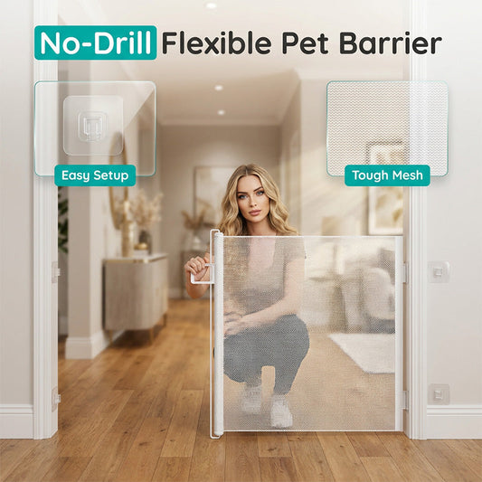 🐶👶No-Drill Adjustable Mesh Pet Gate for Doorways & Stairs🏡